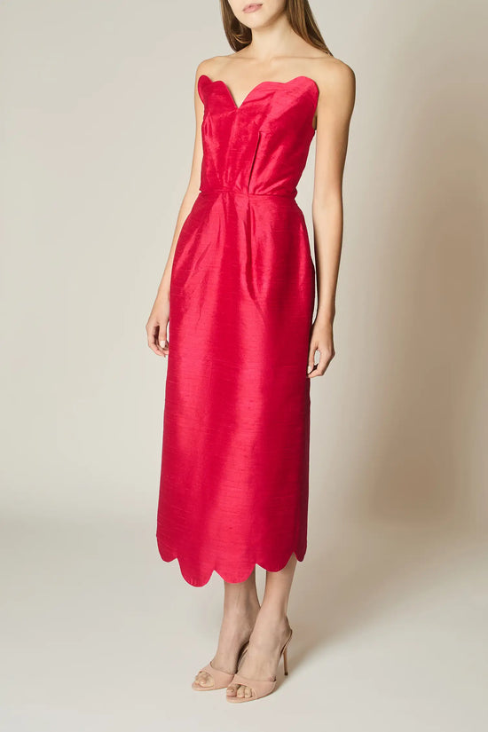 ROSE SILK SCALLOP DRESS