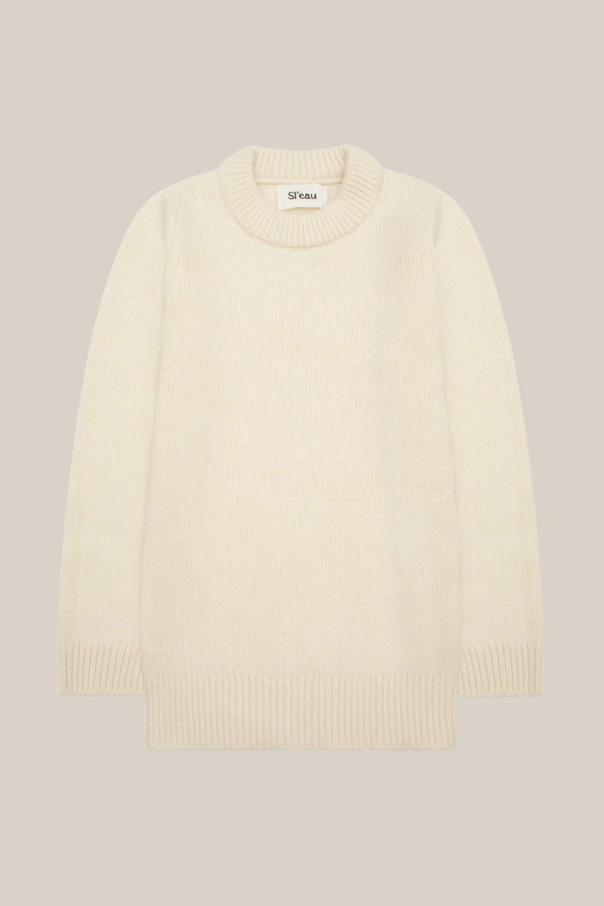 CREAM MERINO WOOL AND CASHMERE JUMPER