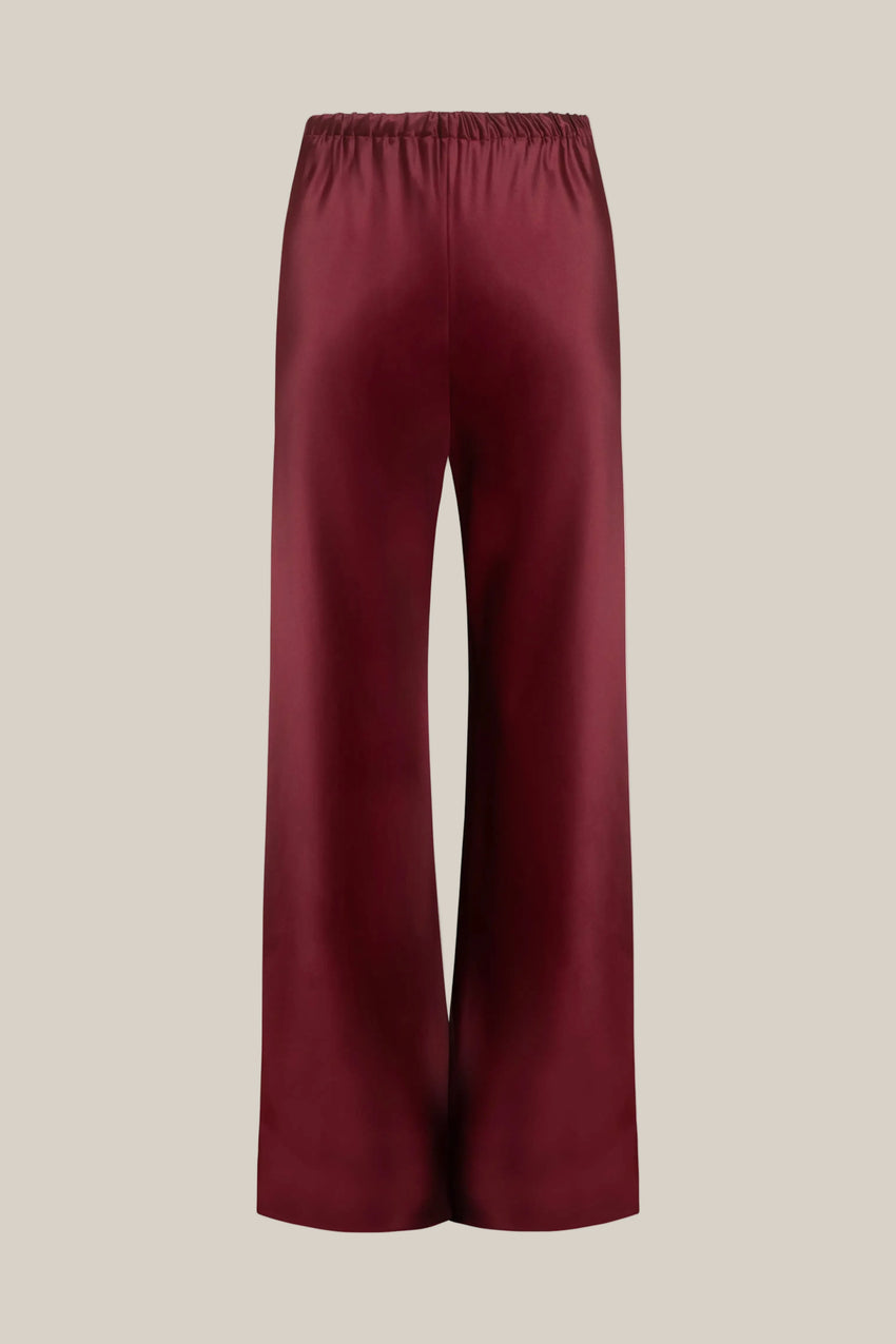 BURGUNDY SILK BIAS TROUSERS