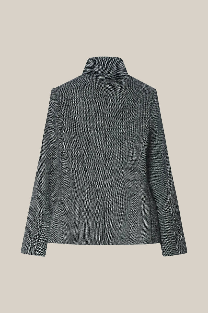 SMOKE WOOL AND SILK WAISTCOAT BLAZER