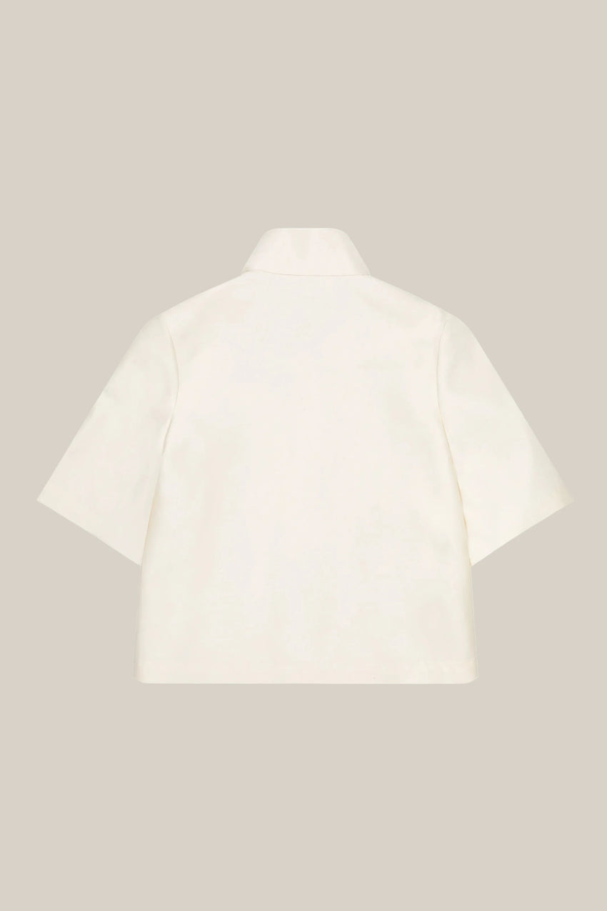 SHELL WOOL AND SILK KNOT COLLAR SHIRT