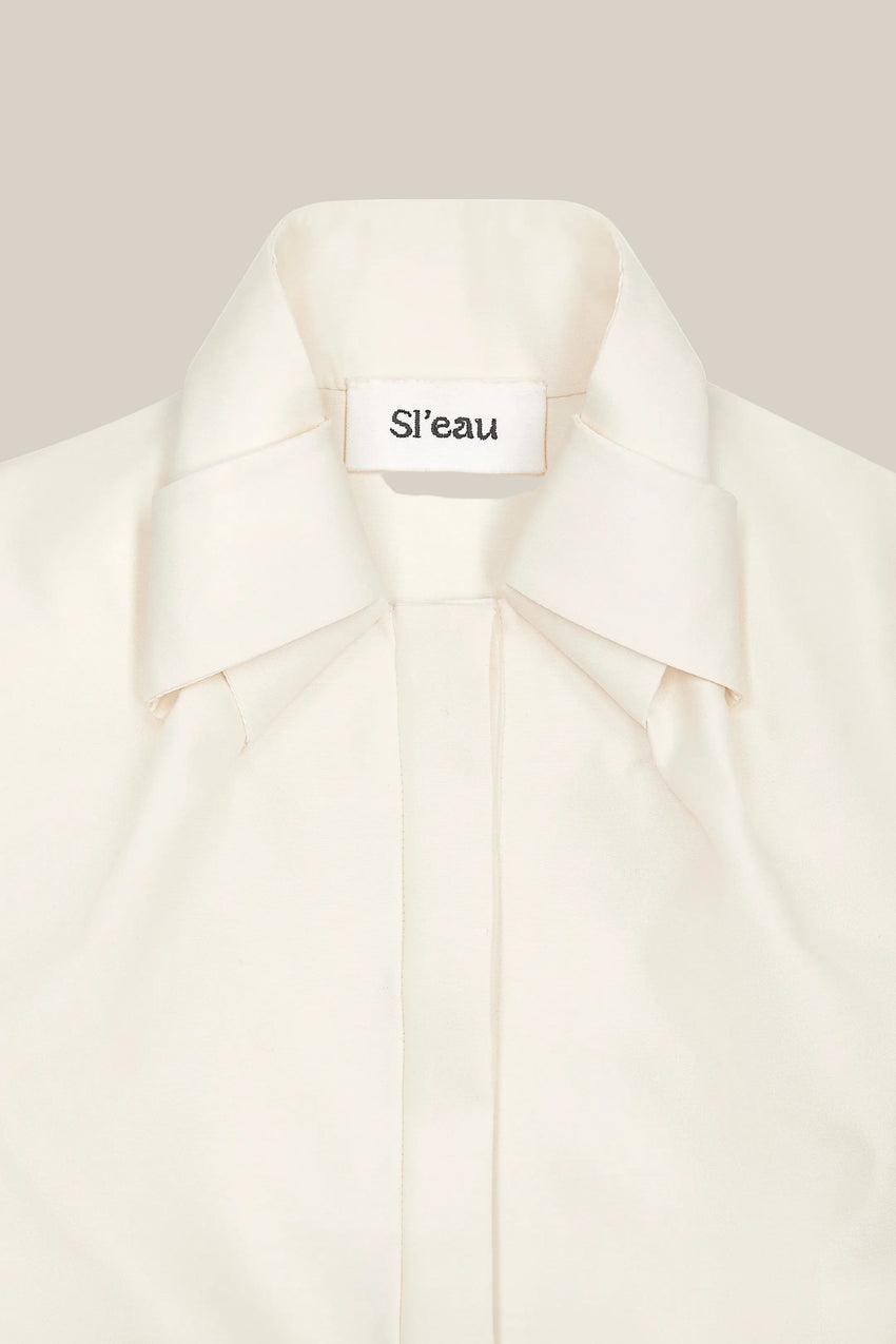 SHELL WOOL AND SILK KNOT COLLAR SHIRT