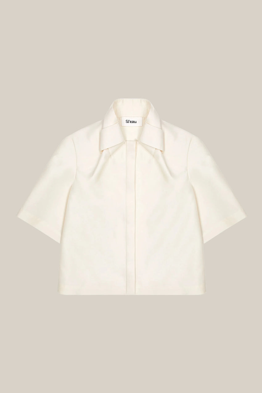 SHELL WOOL AND SILK KNOT COLLAR SHIRT