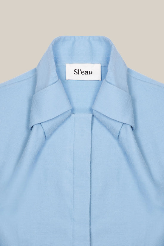 POWDER WOOL AND SILK KNOT COLLAR SHIRT