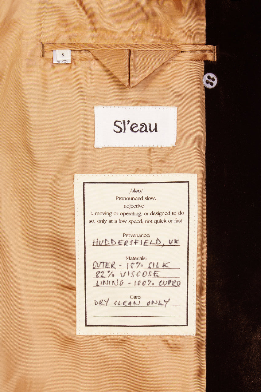 CHOCOLATE VISCOSE AND SILK VELVET COAT